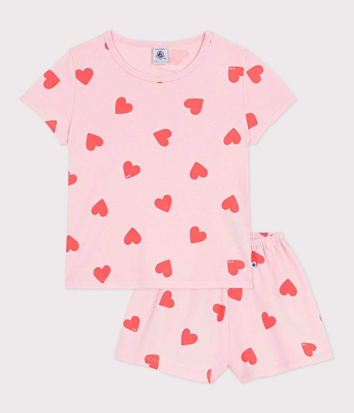 Petit Bateau - Pyjama 2-delig Kort Hartjes | Roze