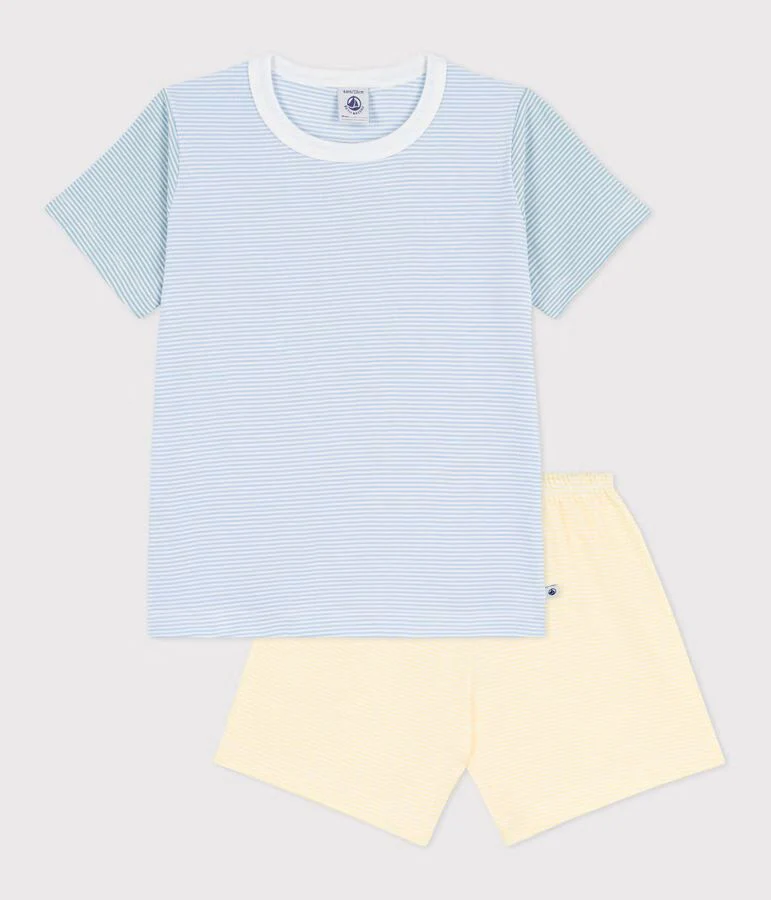Petit Bateau - Pyjama Kort streepjes | Blauw