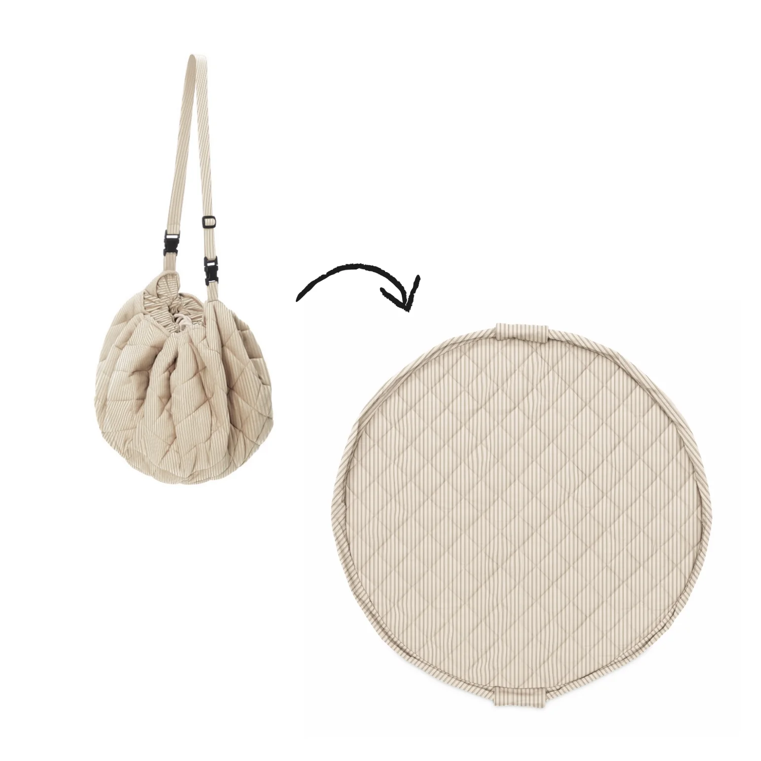 Play & Go - Opbergzak / Speeldeken Organic Stripes Blue - Image 4