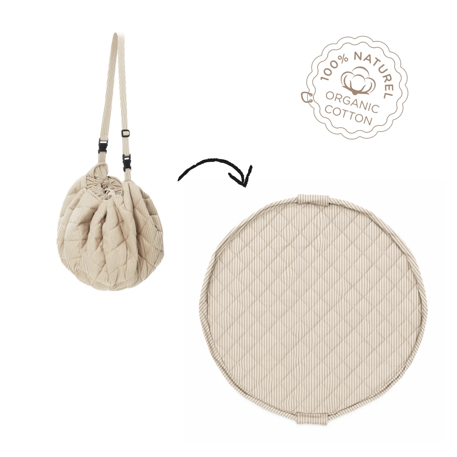 Play & Go - Opbergzak / Speeldeken Organic Stripes Blue - Image 5