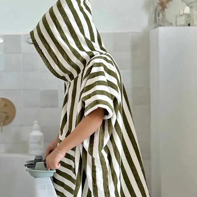 Poncho Suzon Rayures Khaki - Image 2
