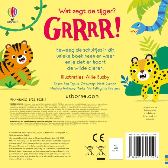 Usborne - Schuif- en Luisterboek Wat Zegt De Tijger? Grrrr! | Ontdek Dieren en Geluiden - Image 2