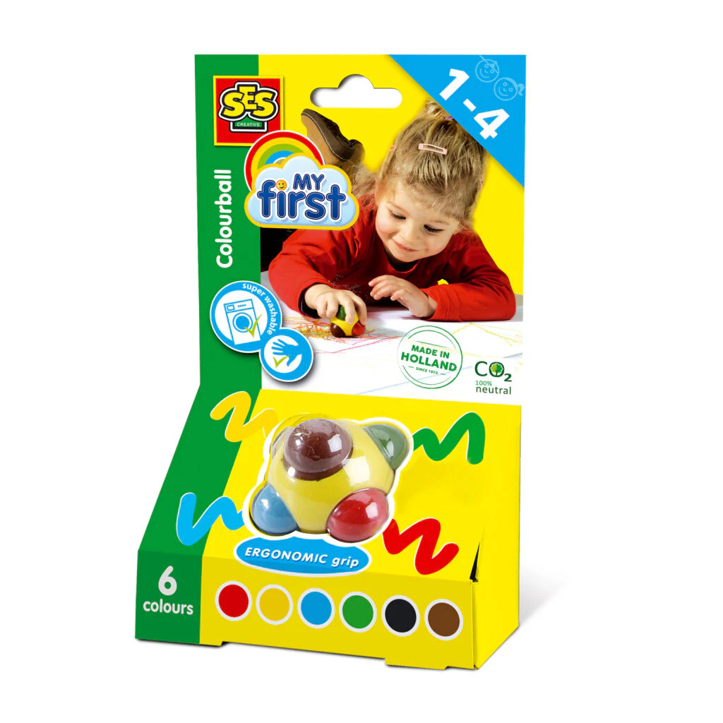 Ses Creative - Wasco’s Mijn Eerste Kleurbal (6 Kleuren) | Ergonomisch Tekenplezier vanaf 12 maanden