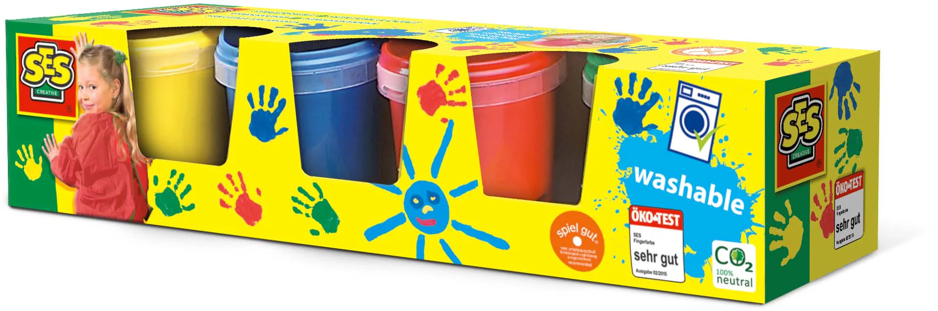 Ses Creative - Set Vingerverf (4 Kleuren) | Uitwasbare Basiskleuren vanaf 2 jaar