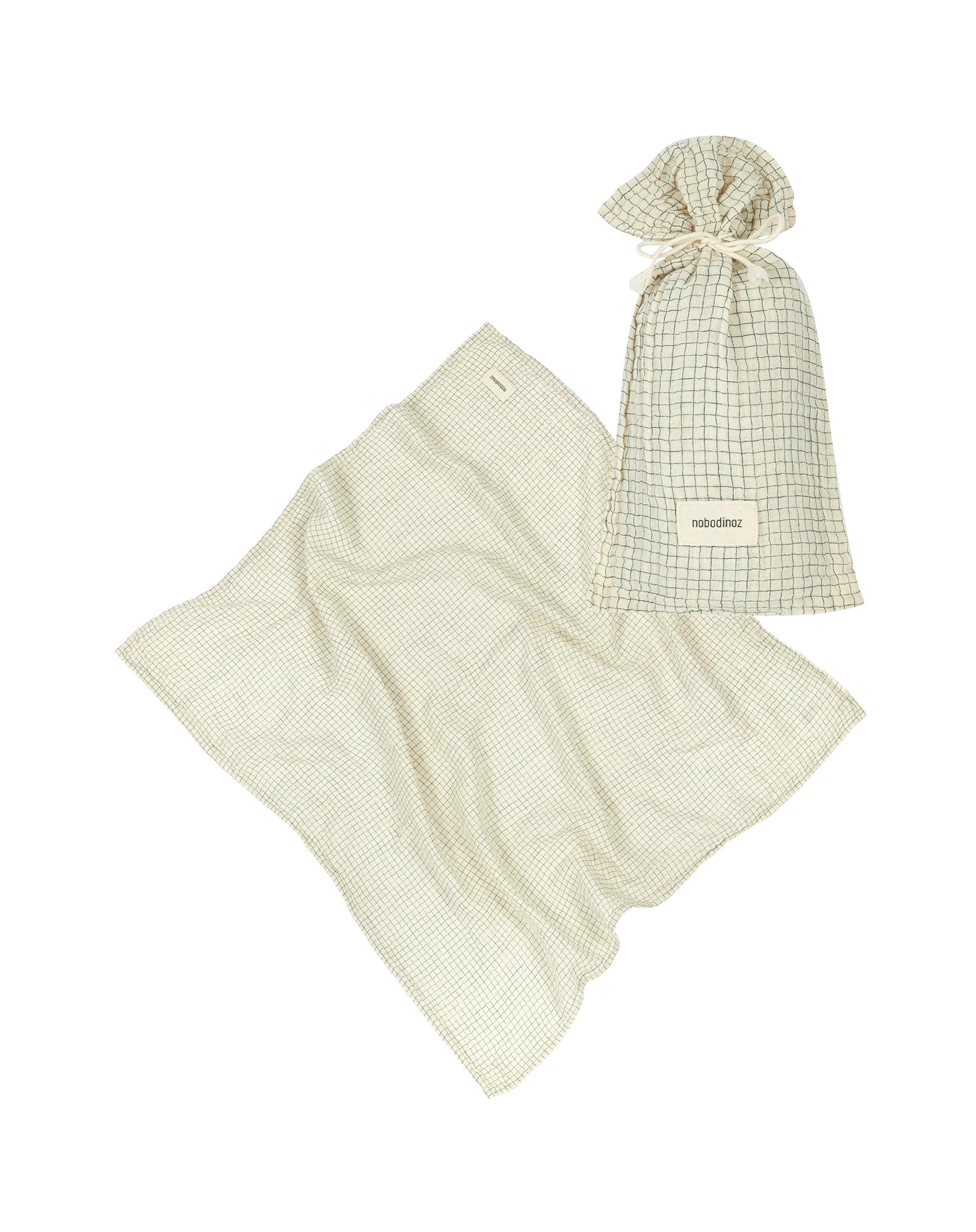 Tetradoek 70 x 70 cm Wabi Sabi Birth Gift Brown Blue Grid