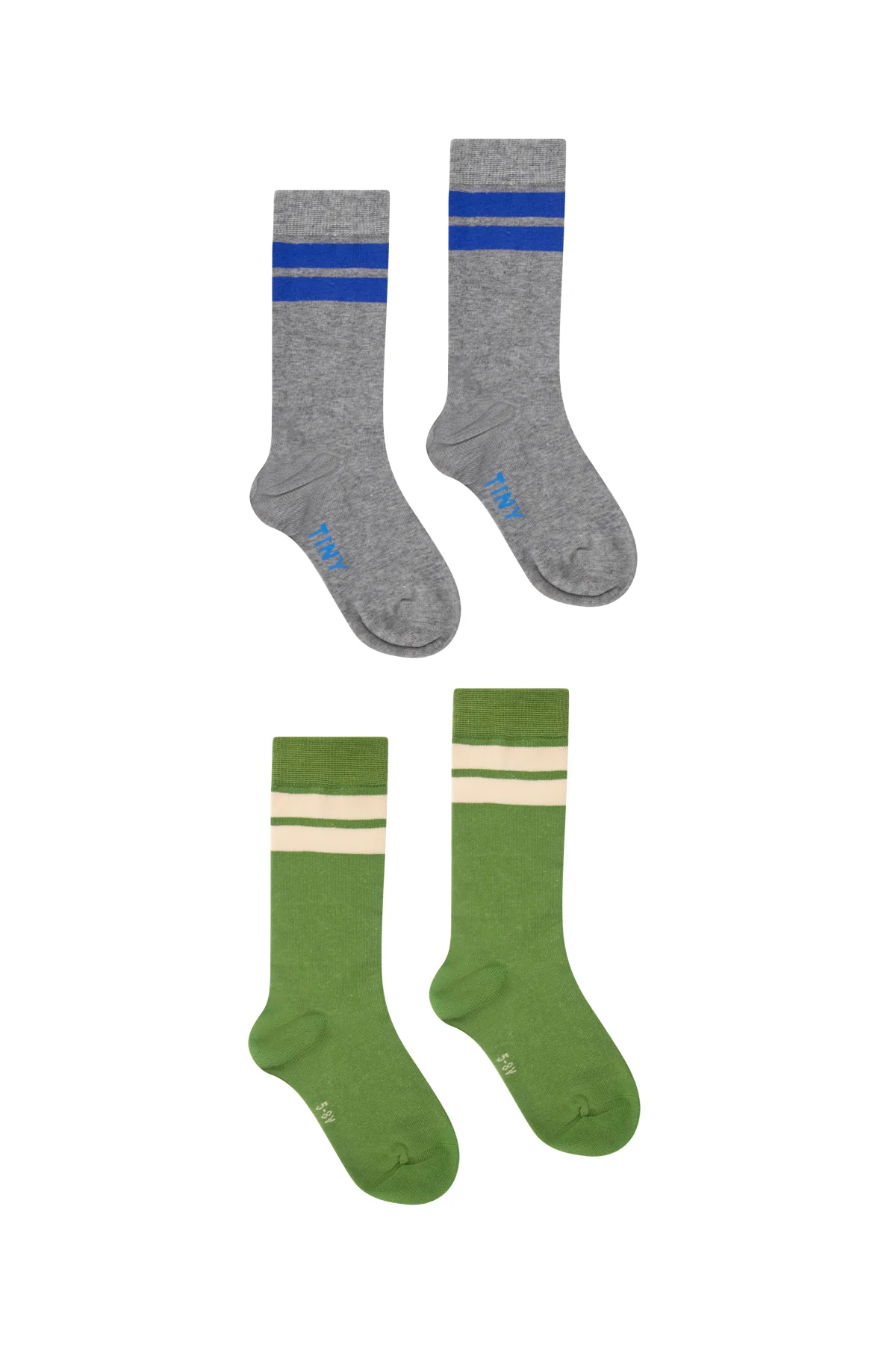 Tiny Cottons - Sokken Stripes | Moss Green & Grey Melange - Image 2
