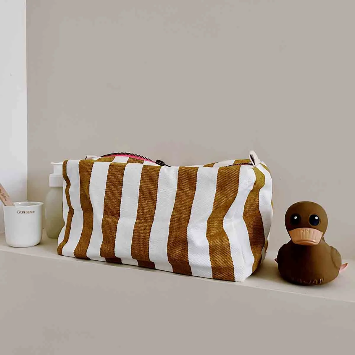 Toilettas Vic Stripes Ecru / Caramel - Image 2