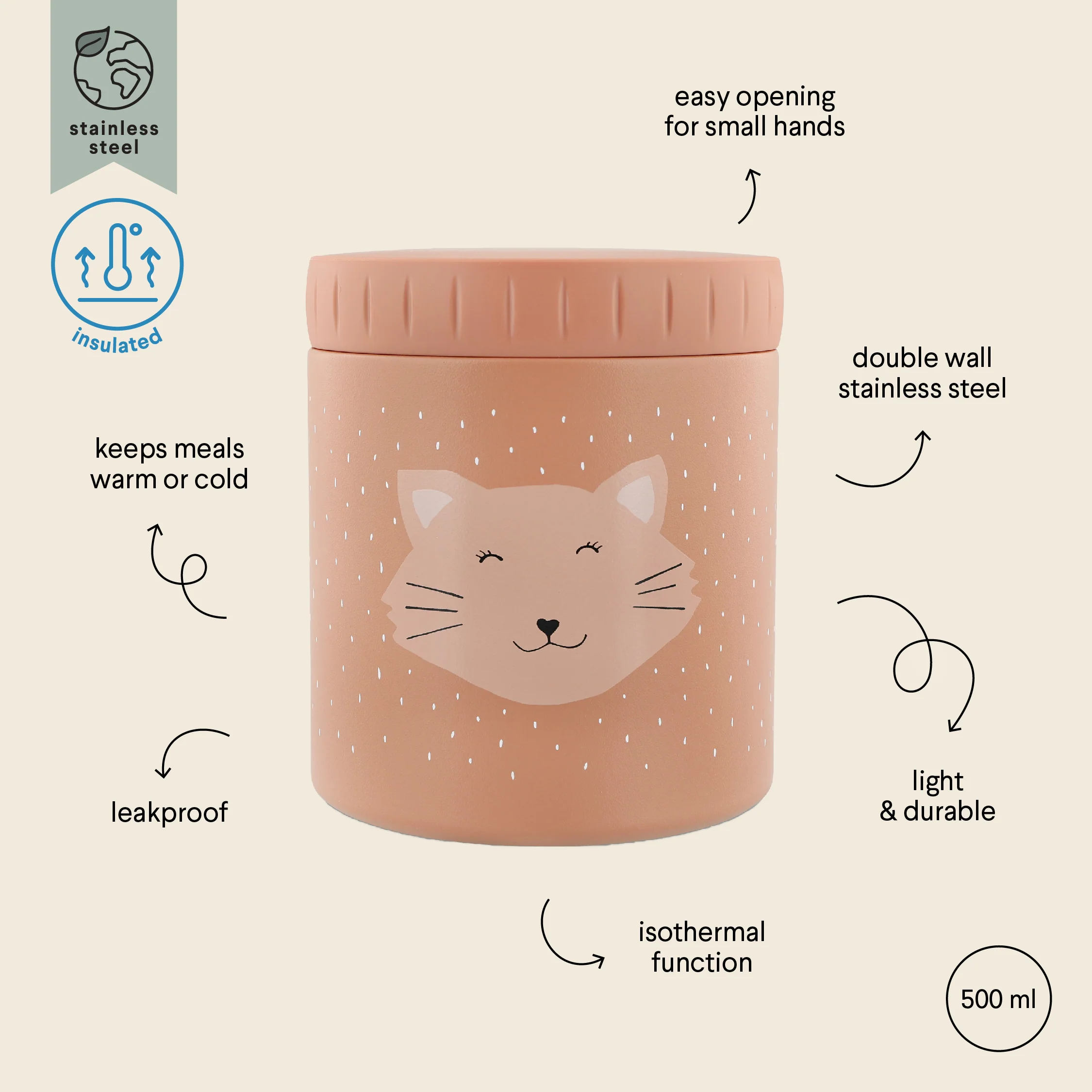 Thermisch Potje Voeding 500 ml Mrs. Cat - Image 2