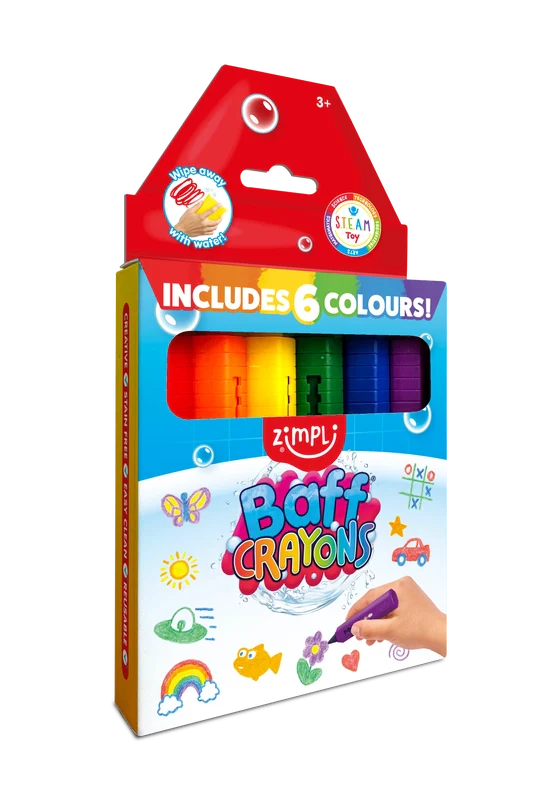 Zimpli Kids - Badstiften Baff 6-pack | Kleurrijk en Wasbaar - Image 2